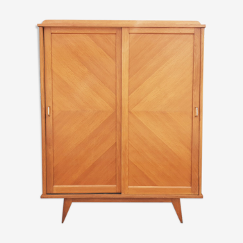 Armoire, bois, portes coulissantes, vintage, années 60