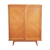 Wardrobe, wood, sliding doors, vintage, 60s