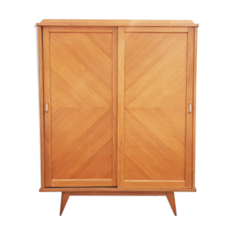 Wardrobe, wood, sliding doors, vintage, 60s