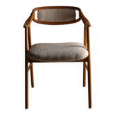 Fauteuil scandinave en fausse fourrure de mouton retournée | Années 1960
