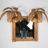Lighted mirror in rattan 100x80cm