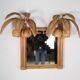 Illuminated rattan mirror 100x80cm