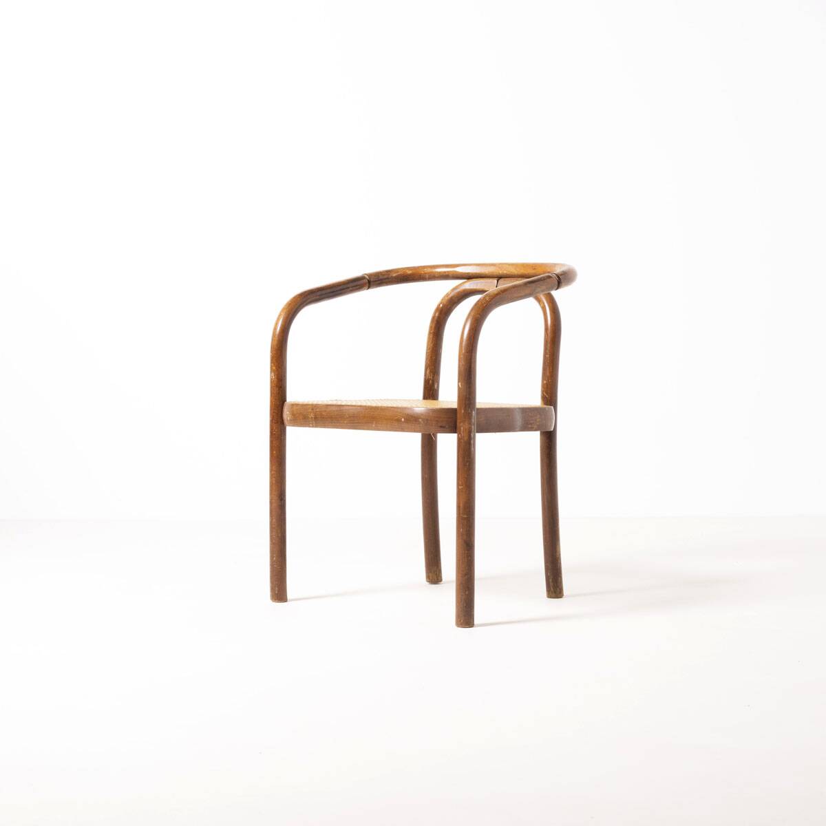 Ensemble de 6 chaises de salle à manger en bois et en rotin synthétique par Antonin Sumen pour Ton.