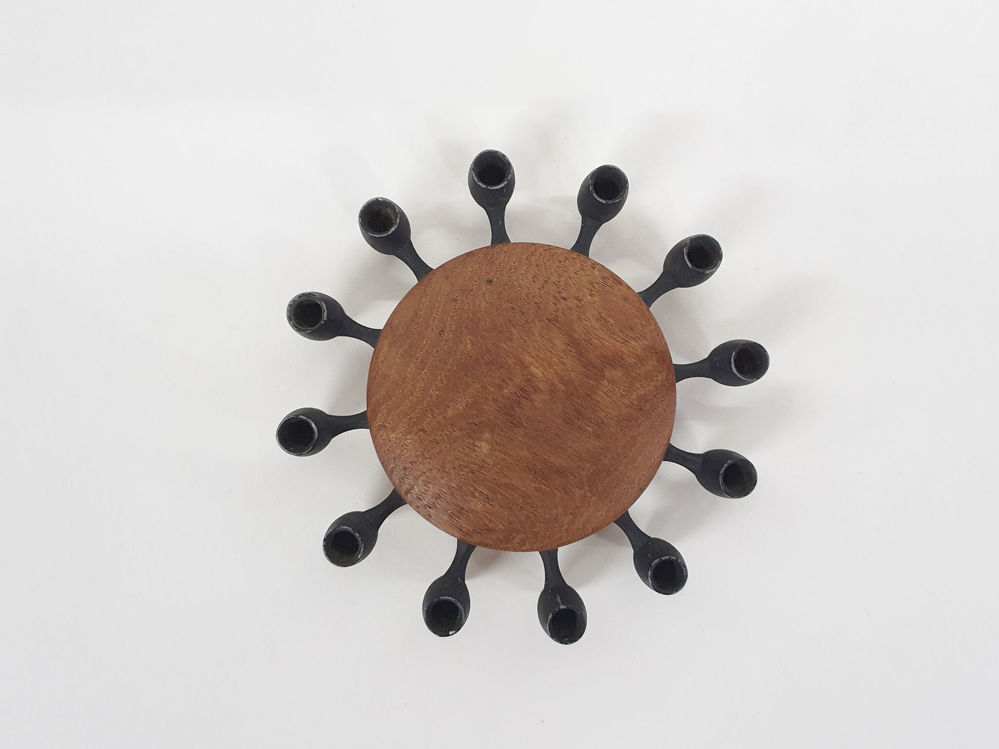 Round Teak and Metal Candleholder by Digsmed, Danish Design, 1964
