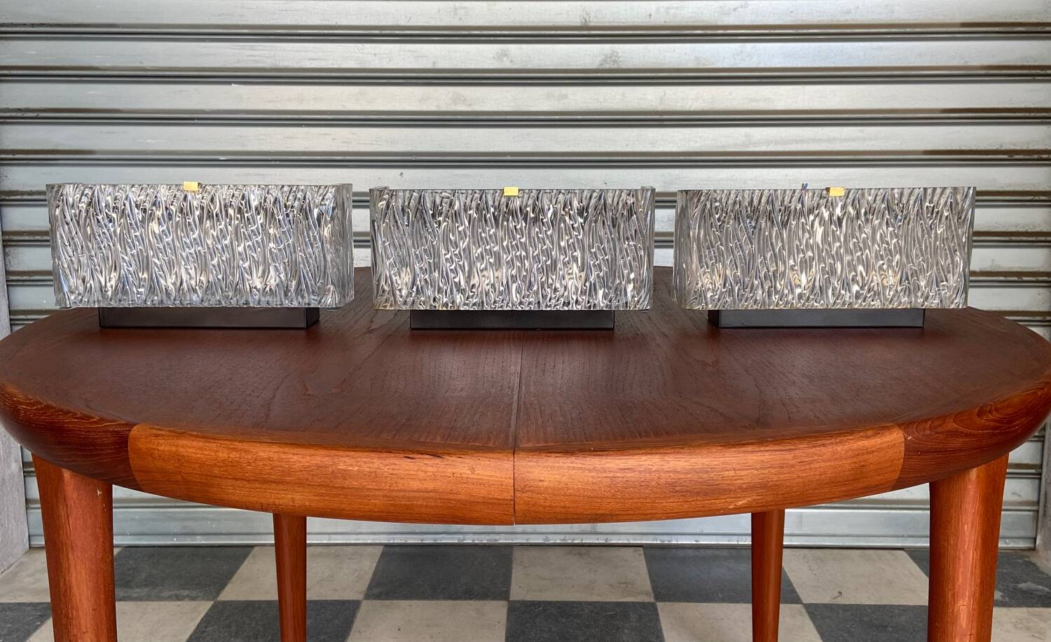 3 molded glass sconces 1950