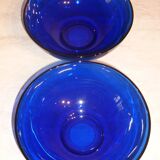 Set of 2 low cuts in transparent blue glass