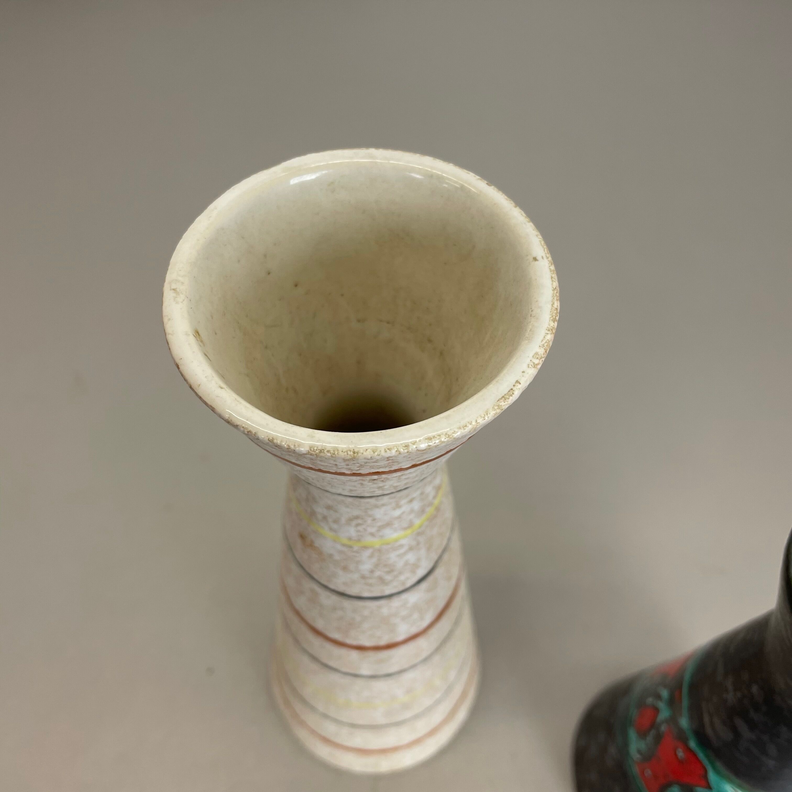 Set of Two Pottery Fat Lava Vases "Multi-Color" by Scheurich, Germany, 1970s