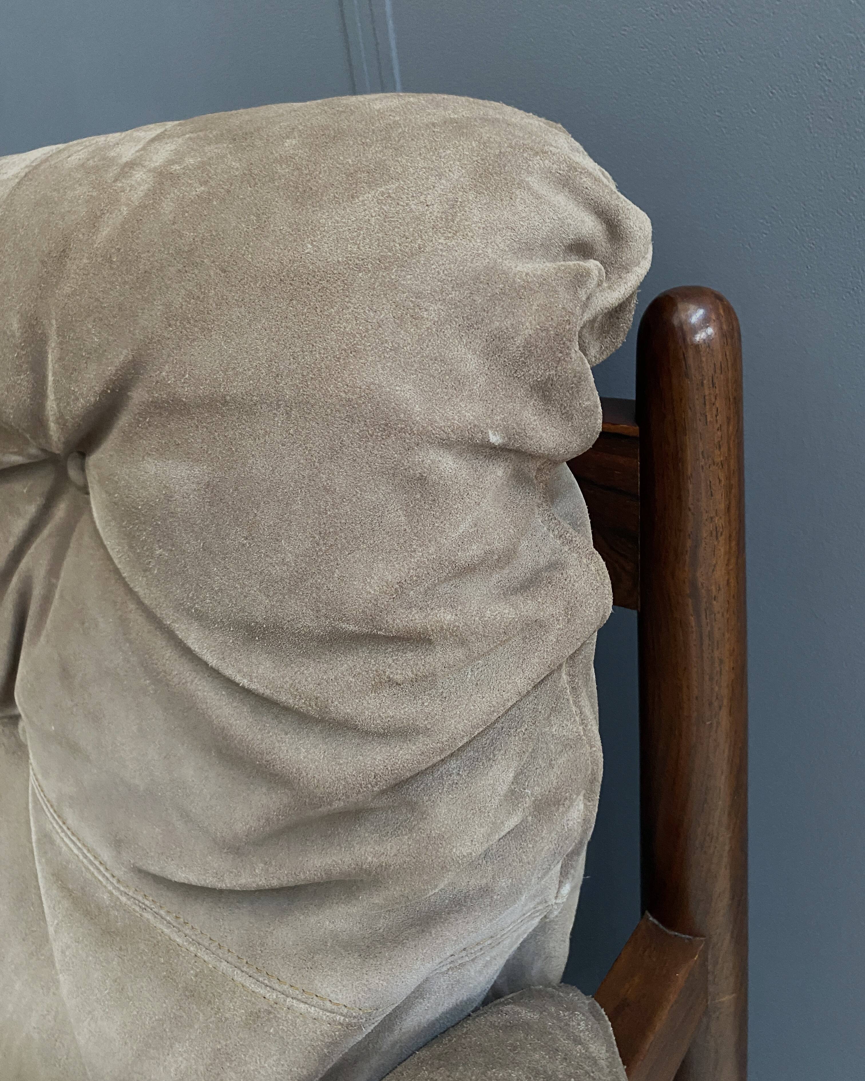 Brazillian 2 seat sofa in suede and Jatoba wood