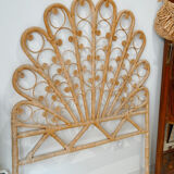 Vintage headboard peacock rattan