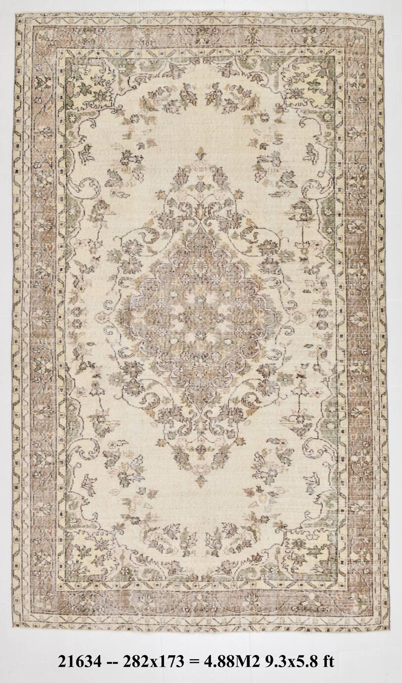6x9 Beige & Brown Oriental Turkish Rug, 173x282Cm