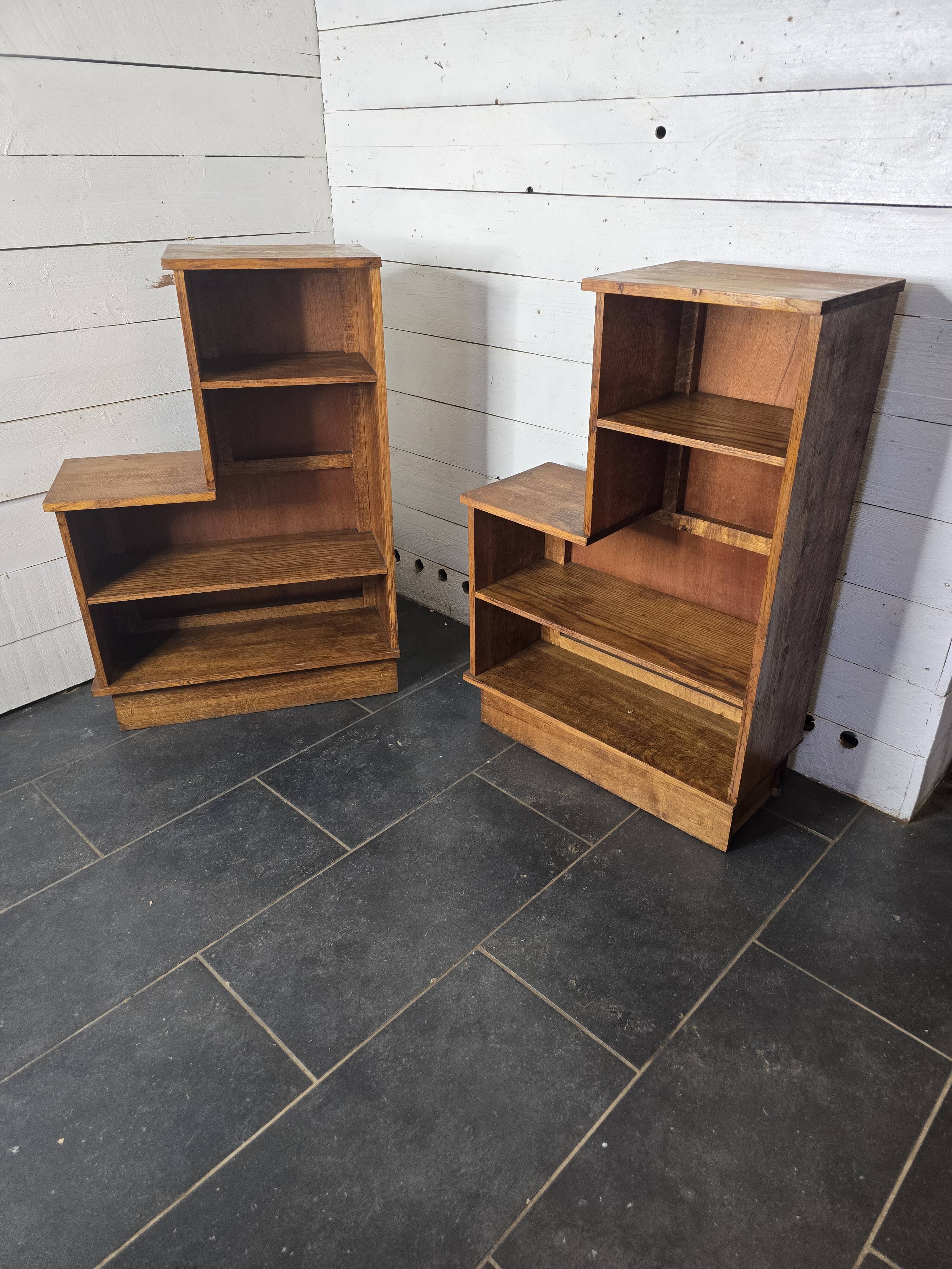 Pair of 1960s solid oak bookcases