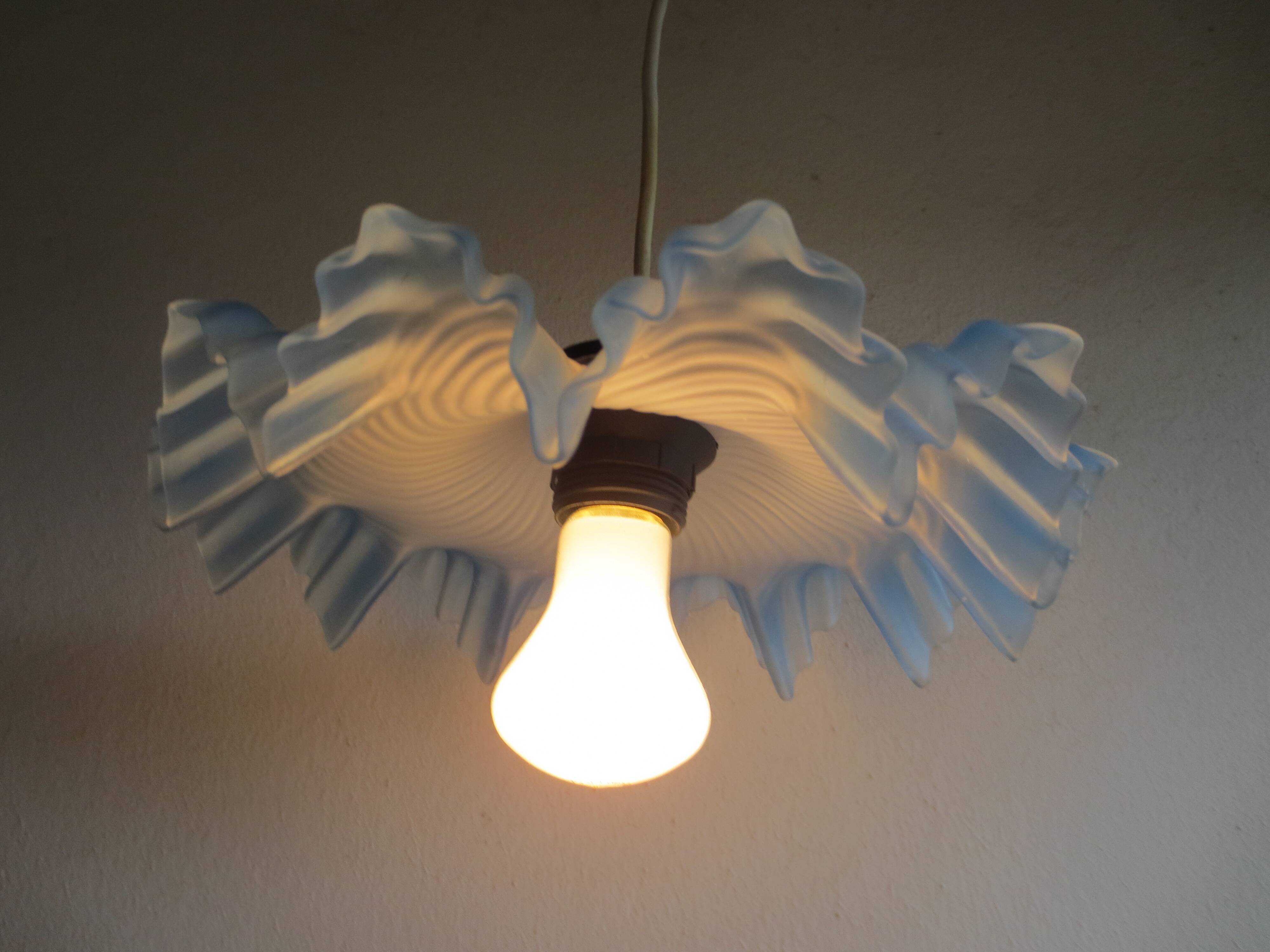 Suspension lampshade opaline blue edge