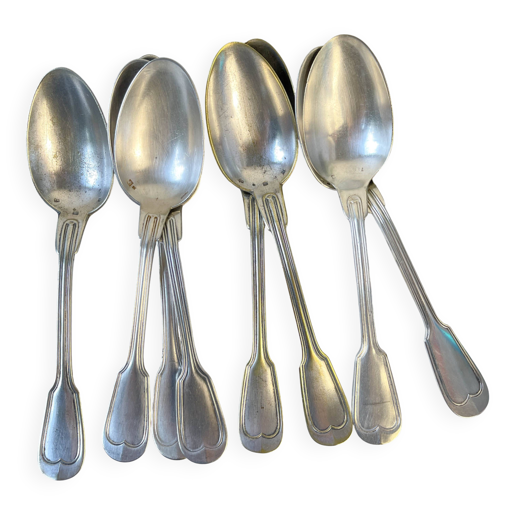 Set of 8 vintage silver plated soup spoons