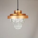 MidCentury Modern clear glass and copper colored aluminium hanging lamp, 1960s