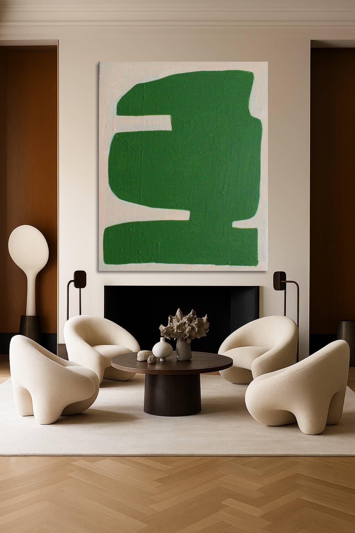 Green abstract on canvas