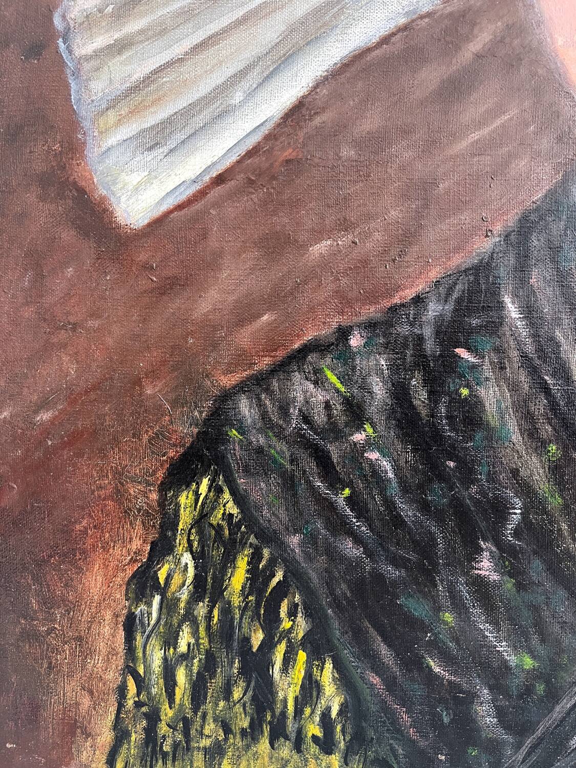 Old oil painting on canvas portrait of a woman in traditional costume