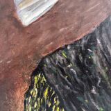 Old oil painting on canvas portrait of a woman in traditional costume