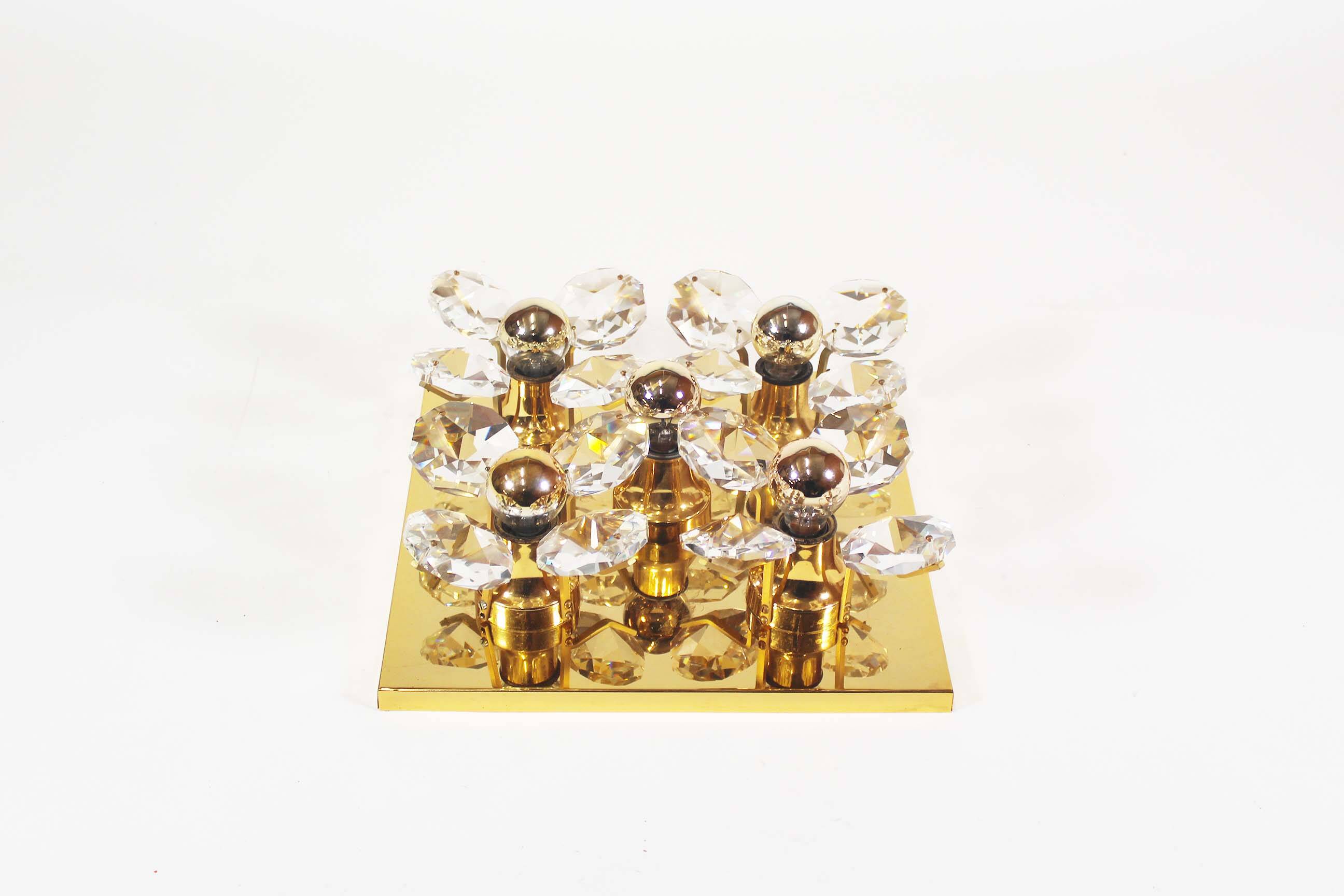 Stunning 1970's Brass Flush Mount Light by Christoph Palme