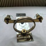 Pair of Italian art deco wall lights in mirror and brass, vintage, 1930s