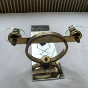 Pair of Italian art deco wall lights in mirror and brass, vintage, 1930s