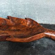 Coupe feuille en bois massif sculptée XXL ancienne