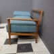 Blue fabric daybed wood frame 1960s