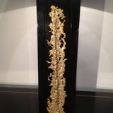 Large black lacquered lamp with gilt bronze decoration