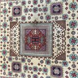 Old hand made square transylvania oriental rug wool 182 x 182