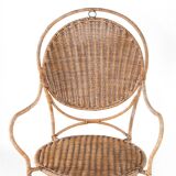 Pair of rattan and iron armchairs