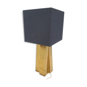 Lampe en laiton et abat-jour tissu noir