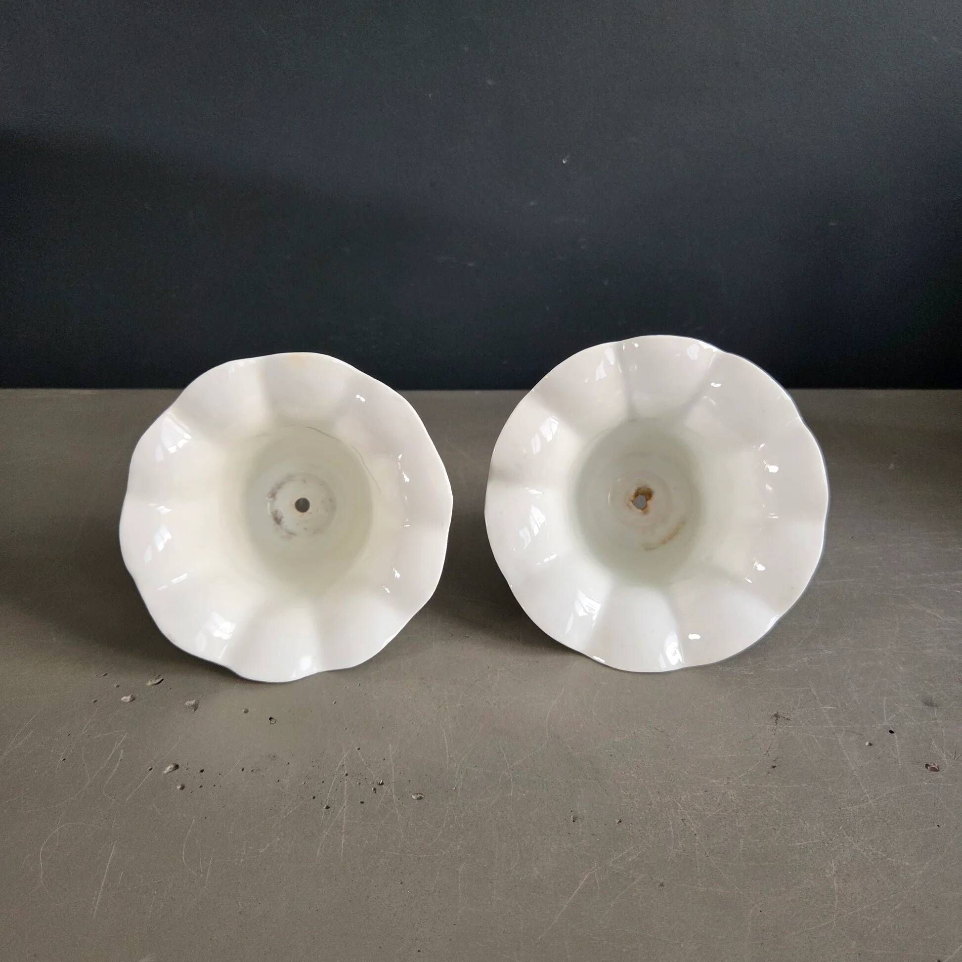Pair of tulip lampshades in porcelain