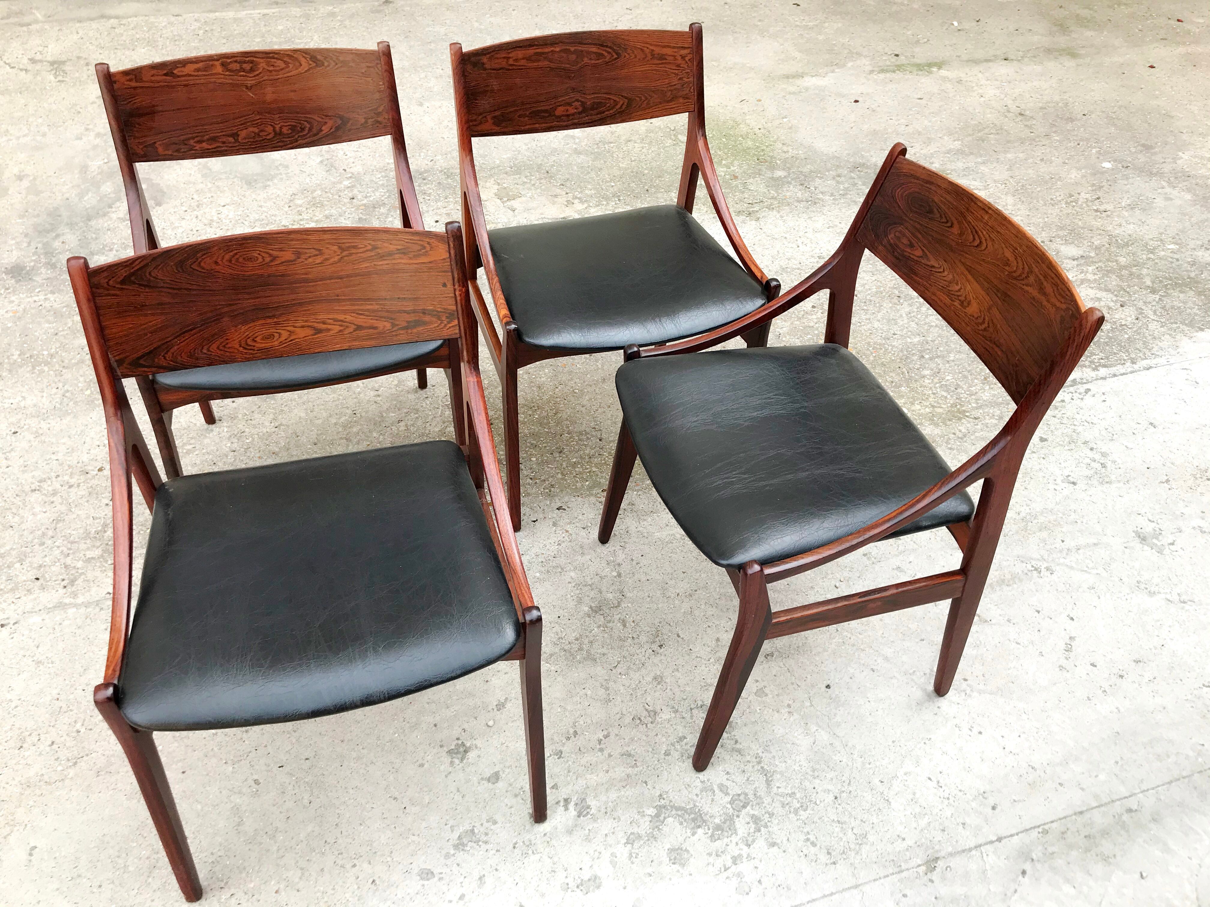 4 chaises en palissandre de Vestervig Eriksen