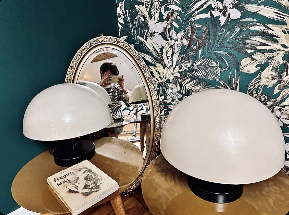 Pair of mushroom lamps