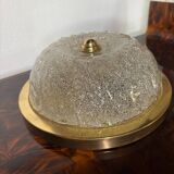 Ceiling light in frosted glass and brass, 1970s