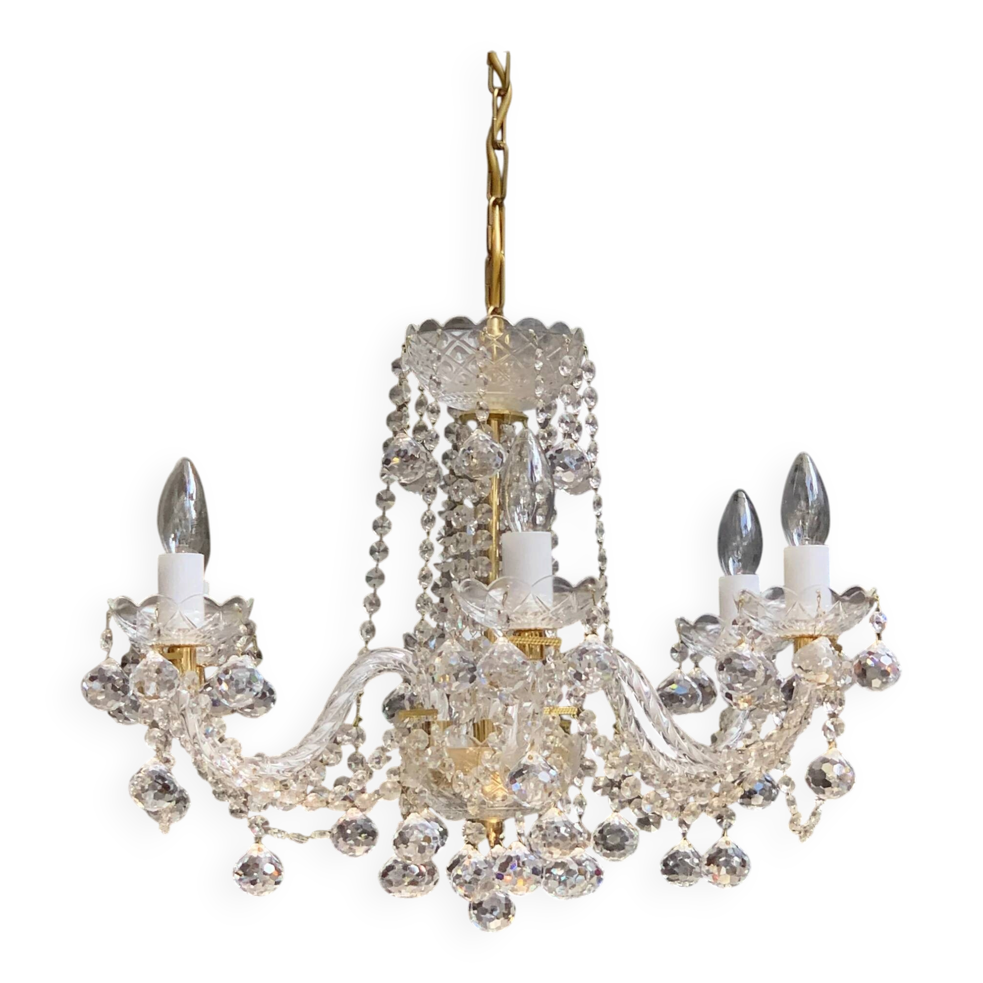 Czech cut crystal chandelier, 6 arms