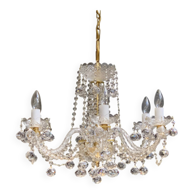 Lustre tchèque en cristal taillé, 6 bras