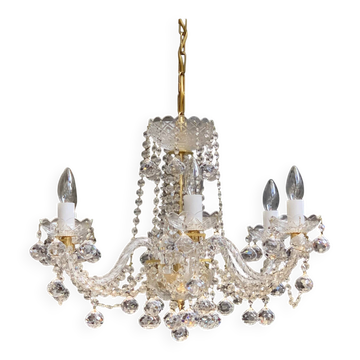 Lustre tchèque en cristal taillé, 6 bras