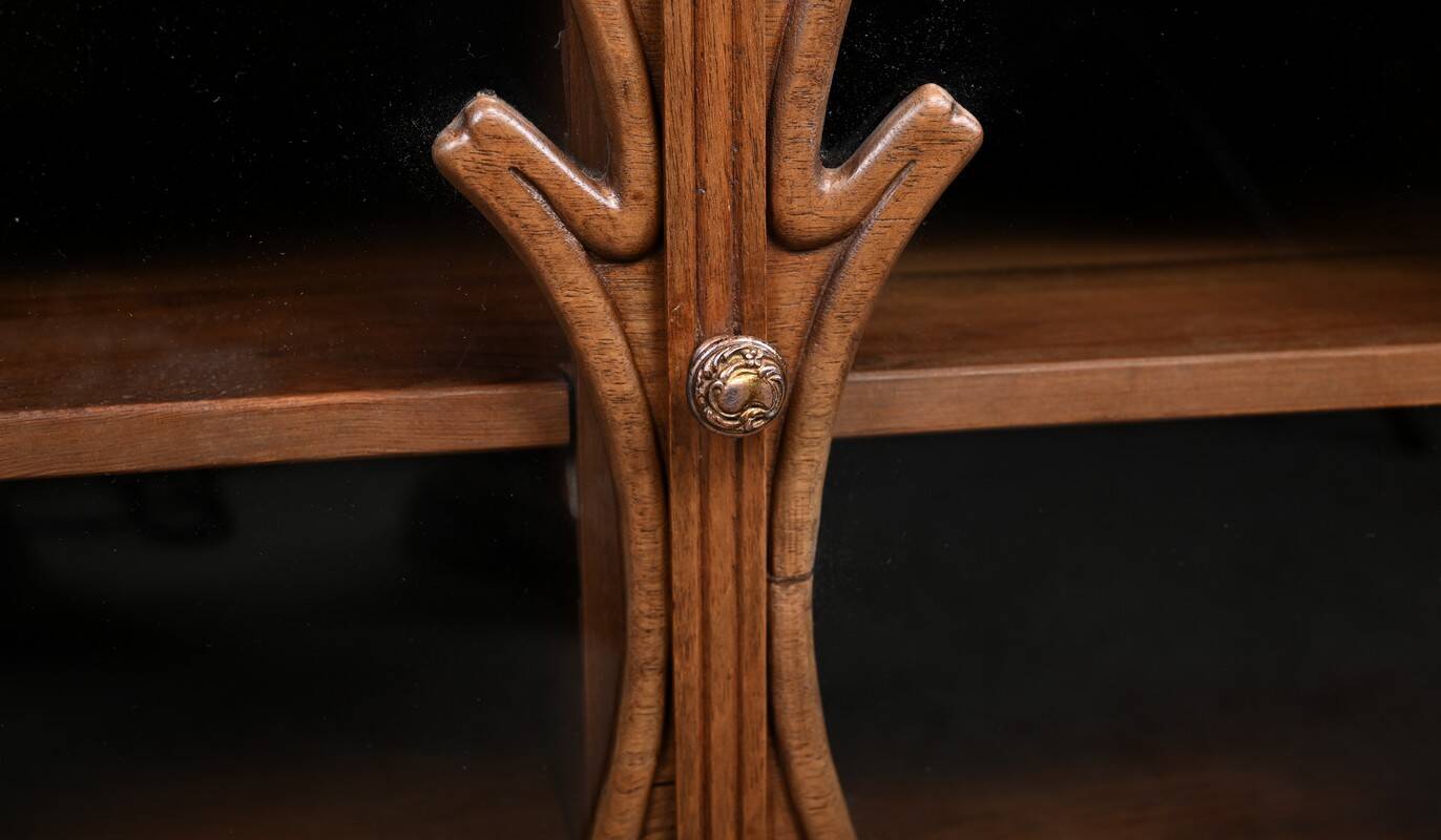 Rare Art Nouveau Light Walnut Display Cabinet – D
