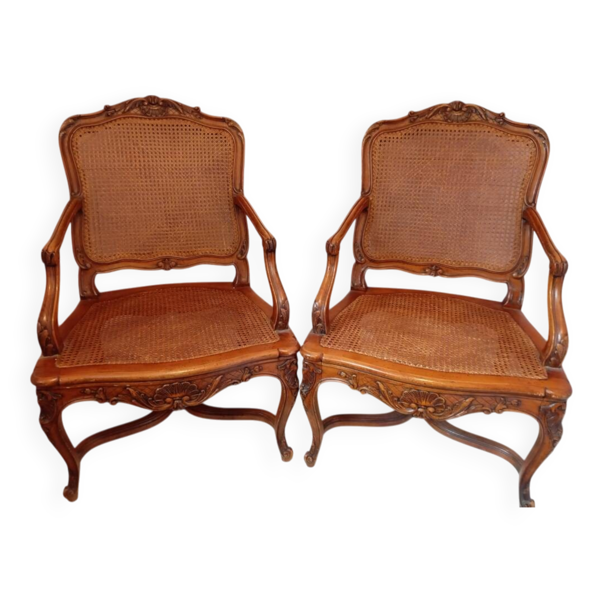 pair of Louis XV style Cannet armchairs