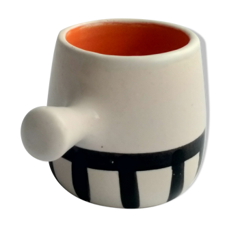 Vallauris cup by Lili Voltz 1960 Email white matte black grid