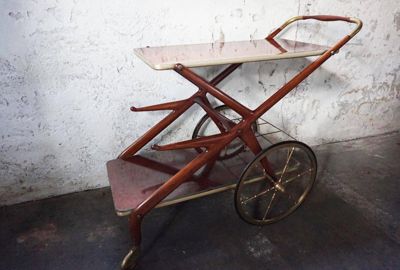 Mid-century bar cart/service cart by Cesare Lacca, 1950s.