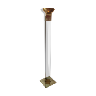 Glass and brass floor lamp by Max Baguara for Lamperti, Italy, 1970s