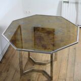 Chrome steel table and glass tray, France, circa 1970