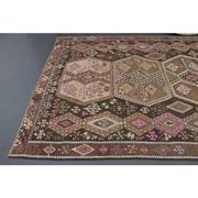 Vintage Turkish Oushak Handmade Wool Cotton Brown Runner Rug 188x416