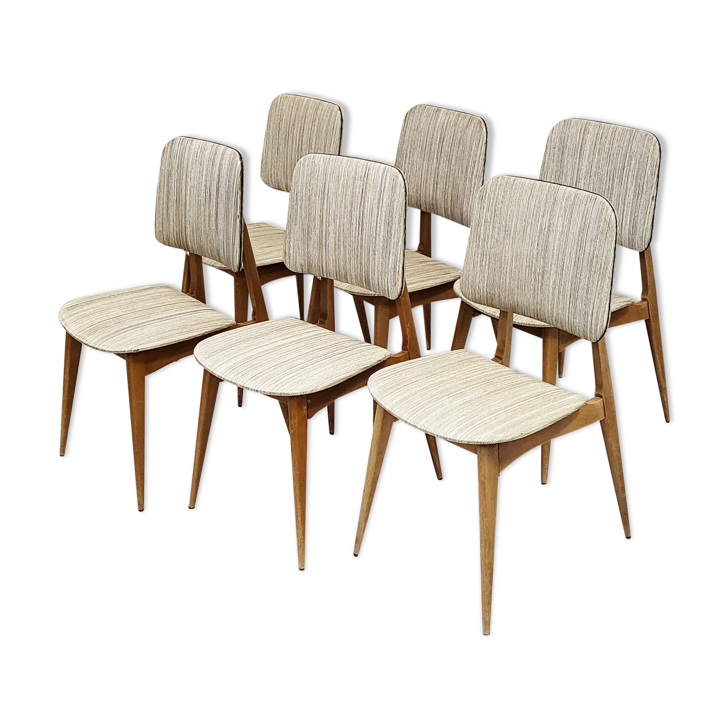 Suite of 6 vintage chairs 1950