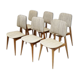 Suite of 6 vintage chairs 1950