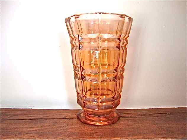 Pink vase in cut glass
