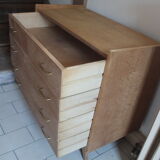 Chest of drawers with compass feet in raw wood