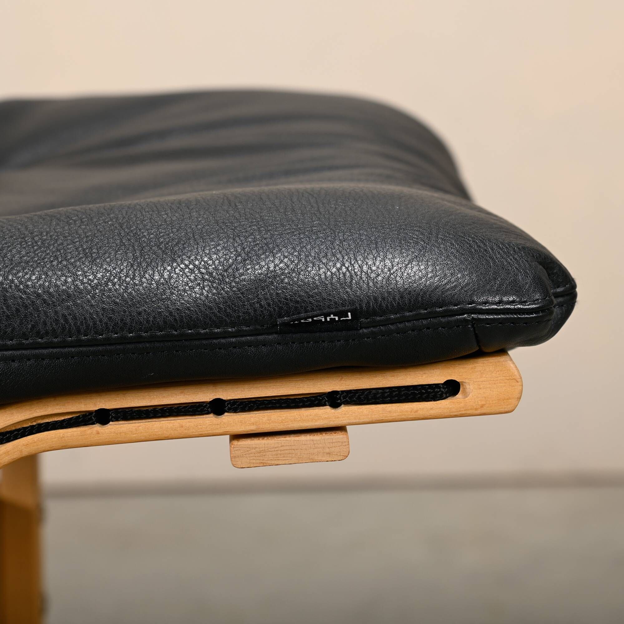 Ingmar Relling Siesta Lounge Chair and Ottoman in naturel Oak and Black Lea