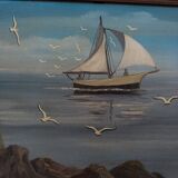 Old rigging painting and flight of seagulls Yvon Pauluzzi